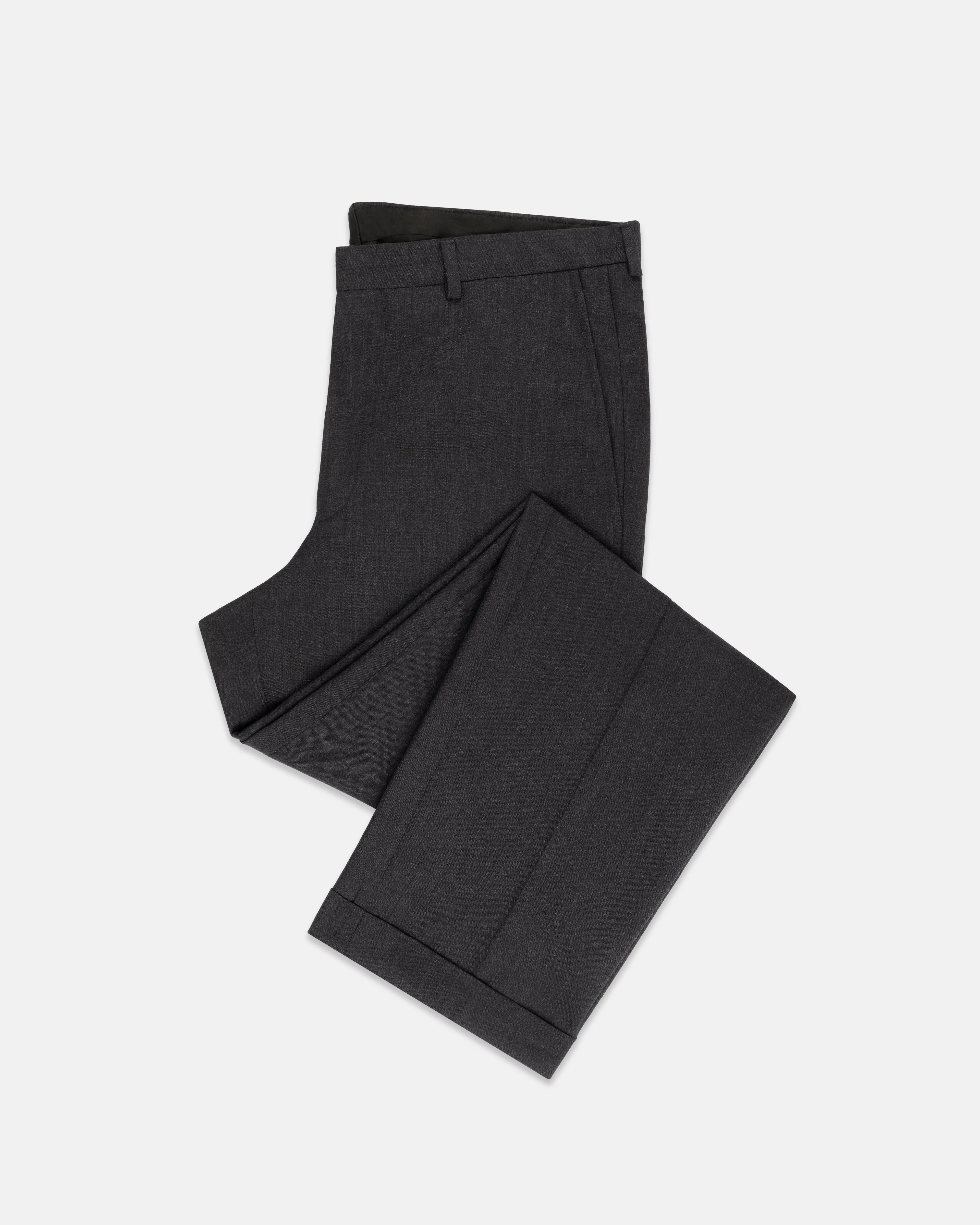 SOLID CHARCOAL WOOL TROUSERS