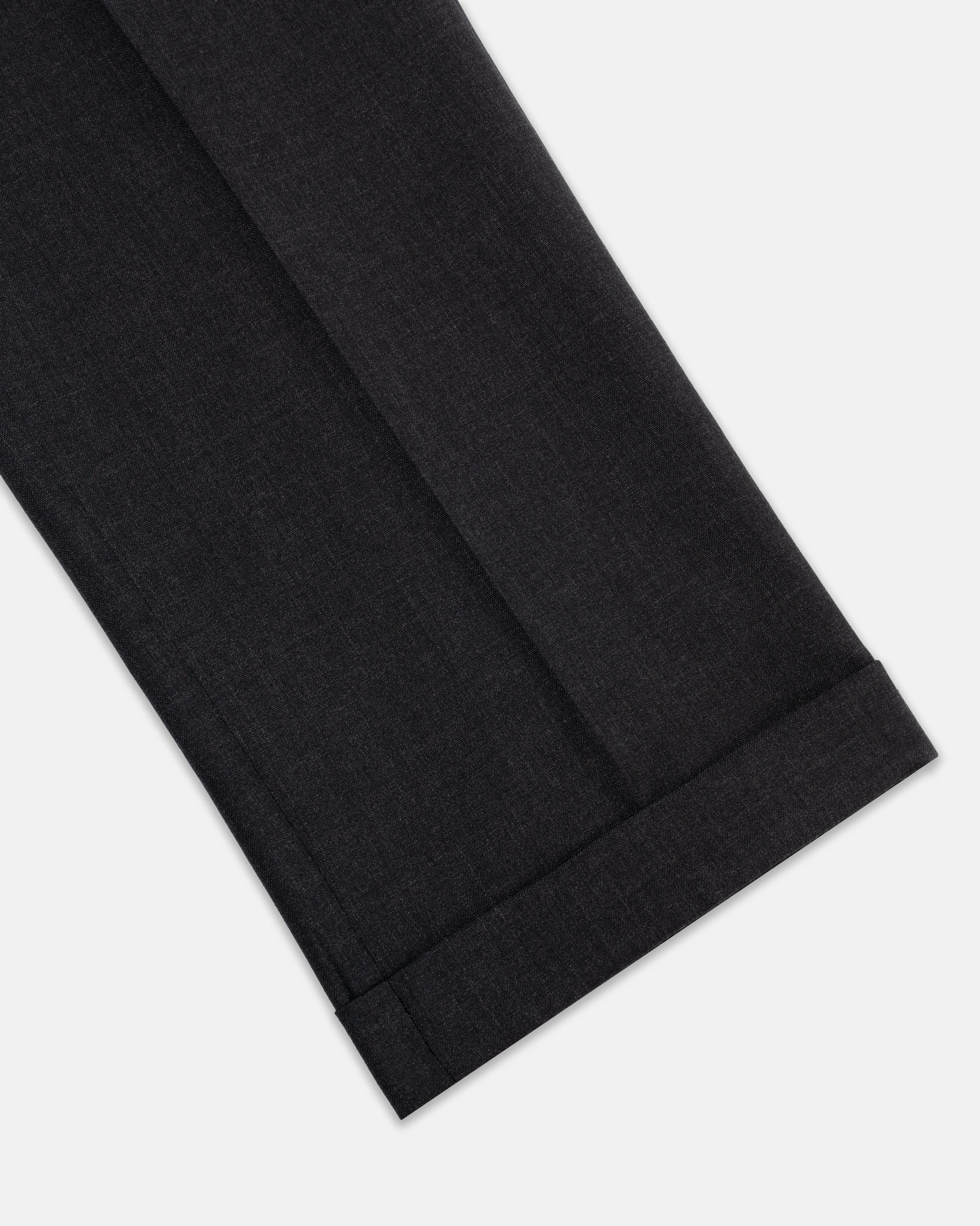 SOLID CHARCOAL WOOL TROUSERS