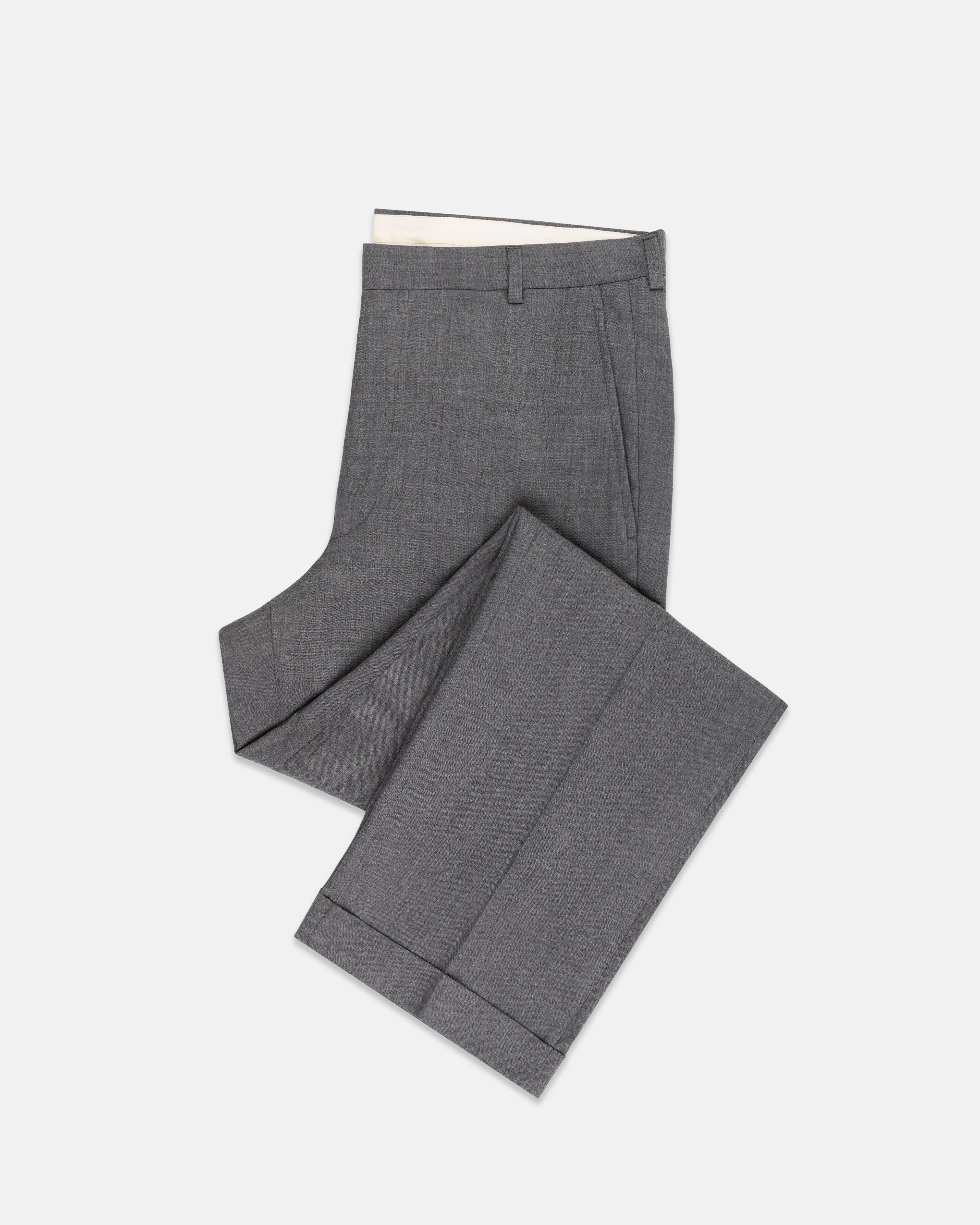 SOLID GREY WOOL TROUSERS