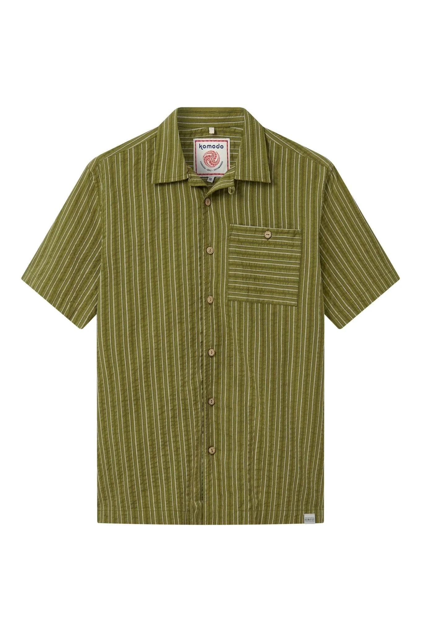 Spindrift Men's Organic Cotton Shirt | Green Stripe