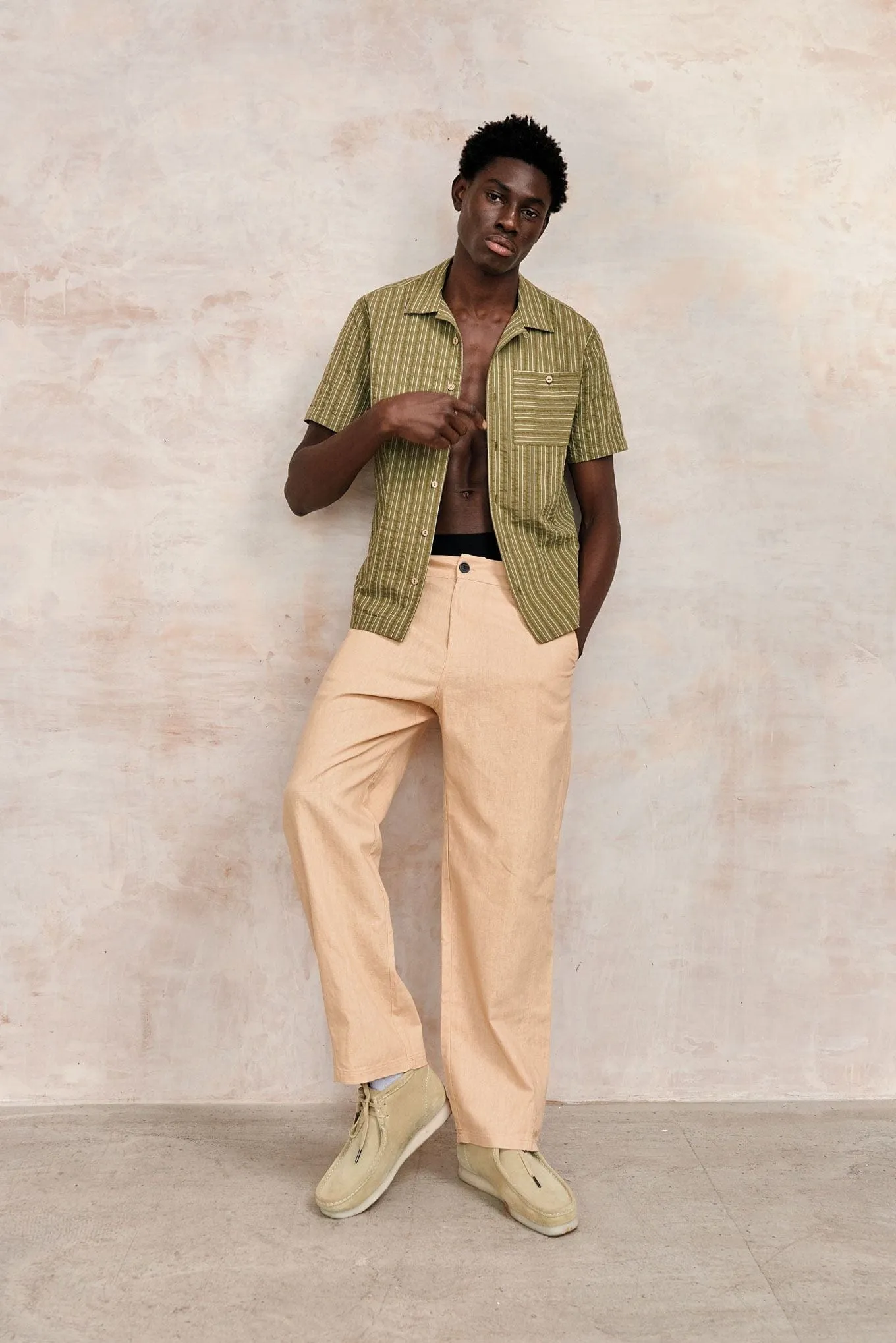 Spindrift Men's Organic Cotton Shirt | Green Stripe