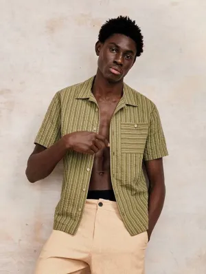 Spindrift Men's Organic Cotton Shirt | Green Stripe