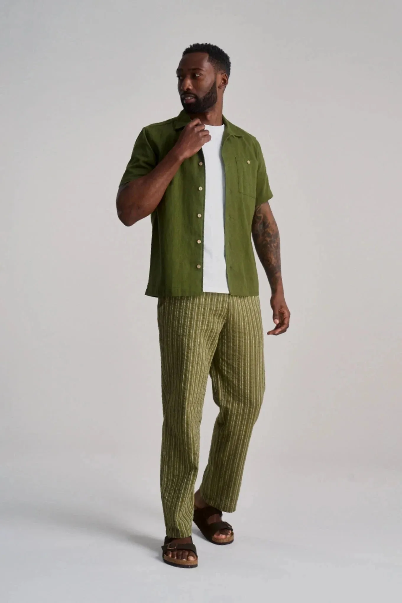 Spindrift Men's Organic Linen Cotton Shirt | Khaki