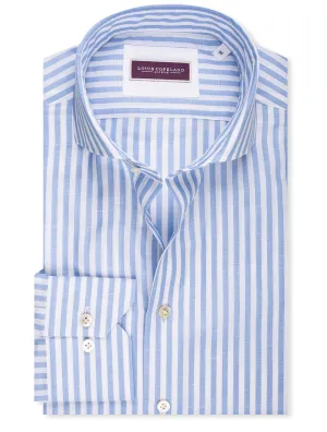 Striped Linen Mix Shirt Blue