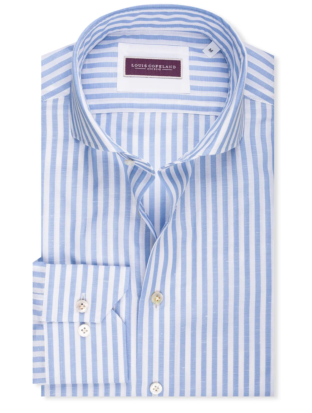 Striped Linen Mix Shirt Blue