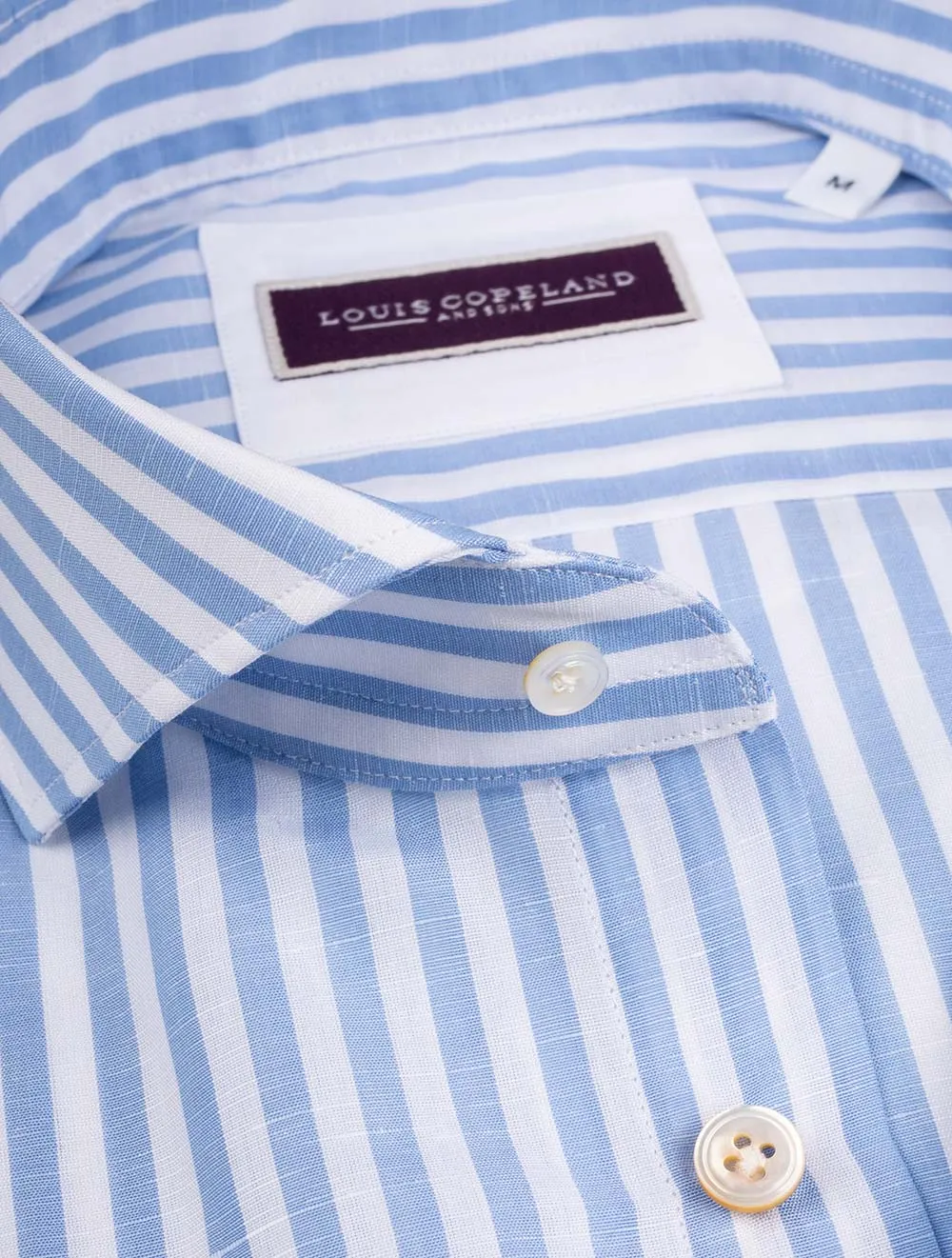 Striped Linen Mix Shirt Blue