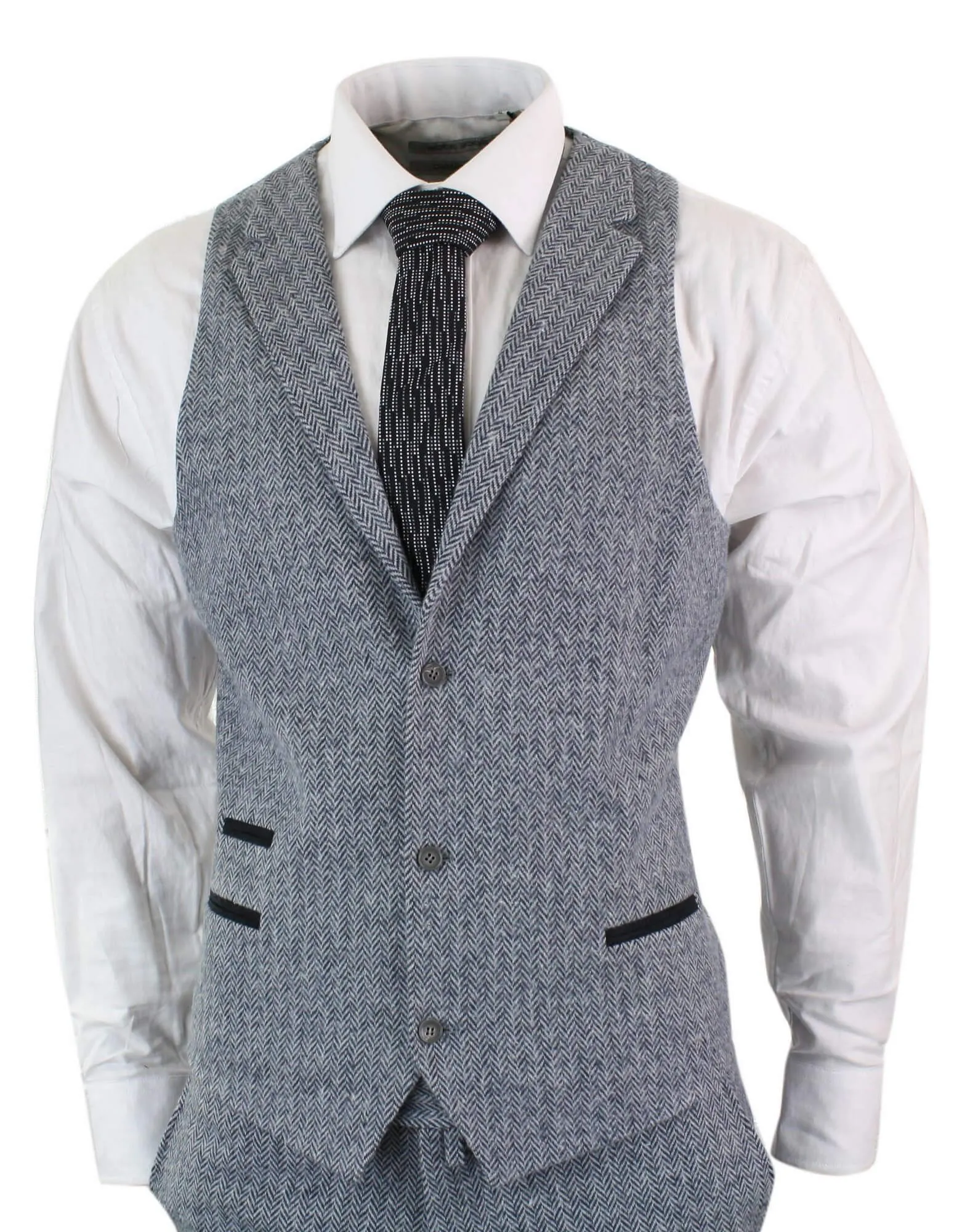 stz11 3 Piece Tweed Suit Herringbone