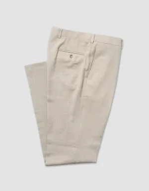 TAN CRASH LINEN TROUSERS - CLASSIC FIT