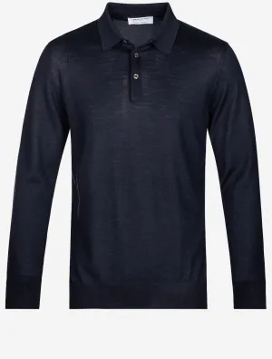 Tennis Long Sleeve Polo Navy