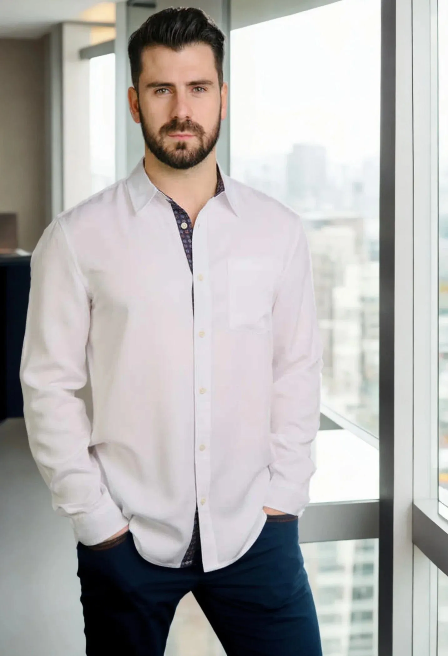 The David 100% Tencel Slim Fit Shirt | White