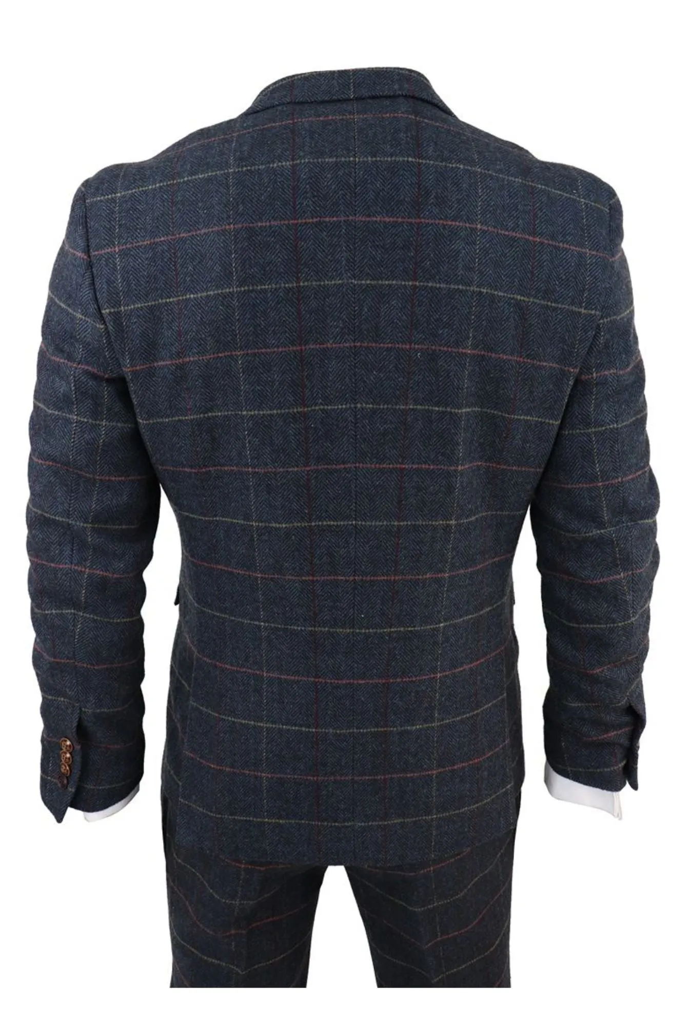 Thomas Navy 3 Piece Tweed Check Suit