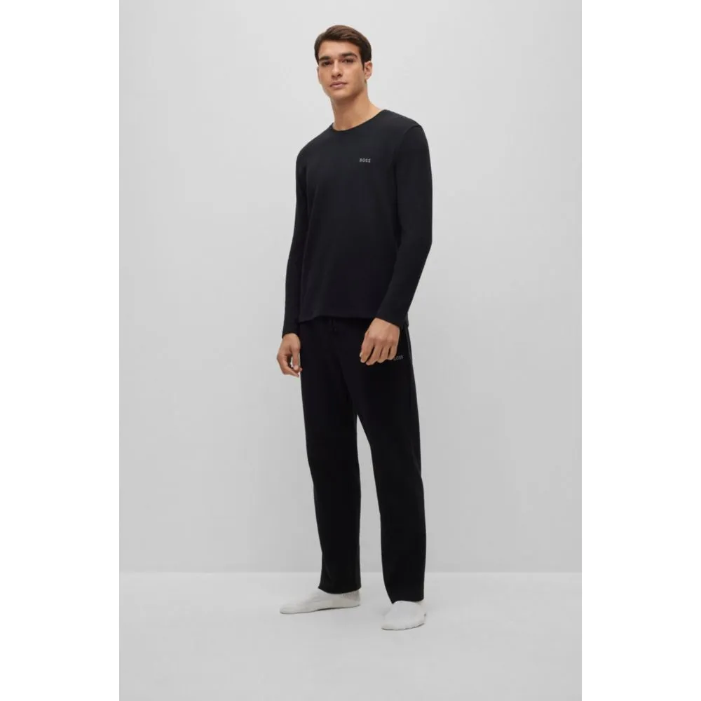 Waffle cotton-blend pajama bottoms with logo embroidery