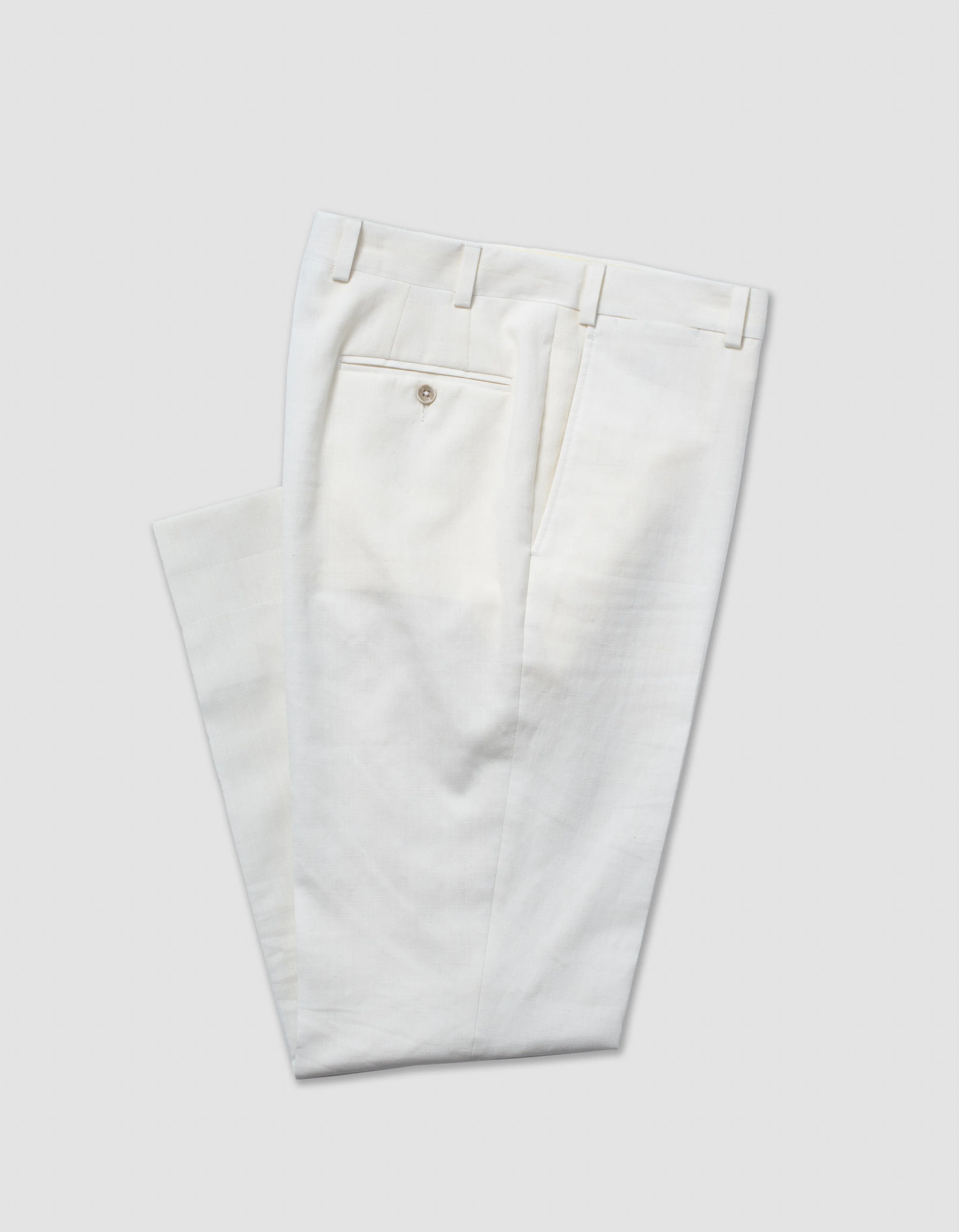 WHITE CRASH LINEN TROUSERS - CLASSIC FIT