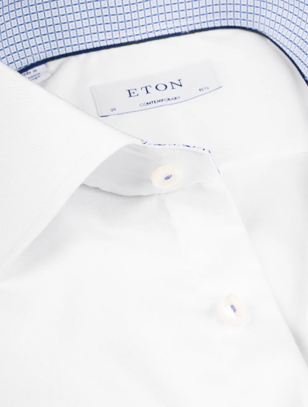 White Stretch Plain Inlay Formal Contemporary Shirt