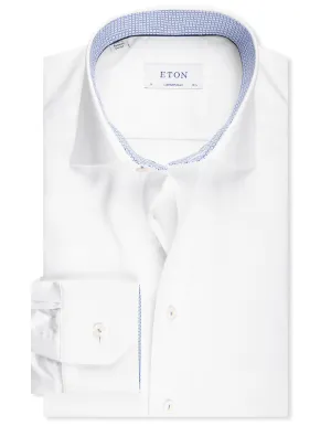 White Stretch Plain Inlay Formal Contemporary Shirt