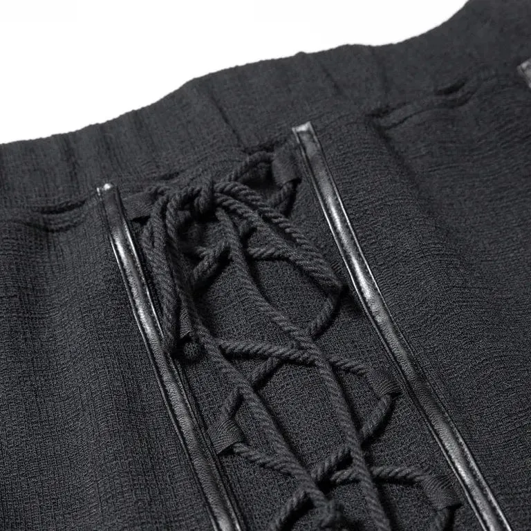 Women's Gothic Ruffled Lace Splice Lace-up Skirt