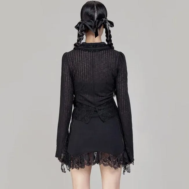 Women's Gothic Ruffled Lace Splice Lace-up Skirt
