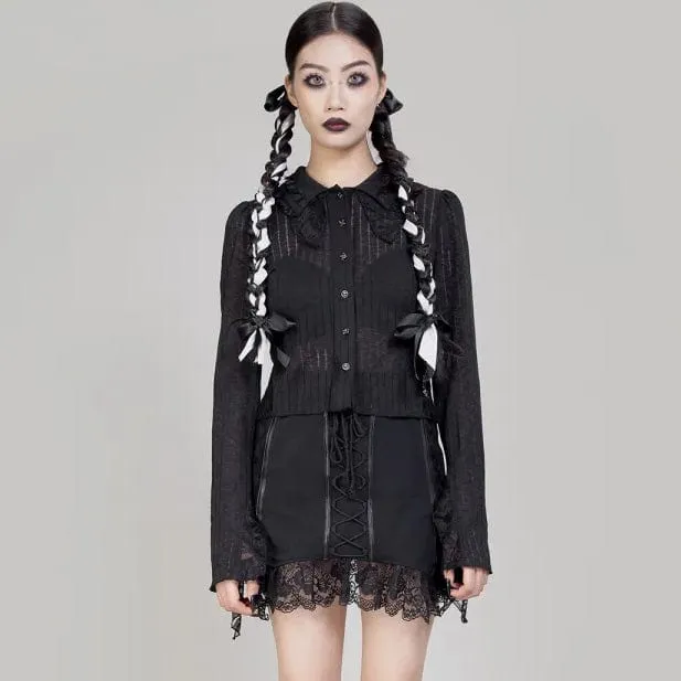 Women's Gothic Ruffled Lace Splice Lace-up Skirt