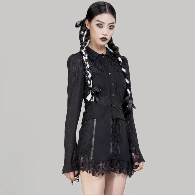 Women's Gothic Ruffled Lace Splice Lace-up Skirt