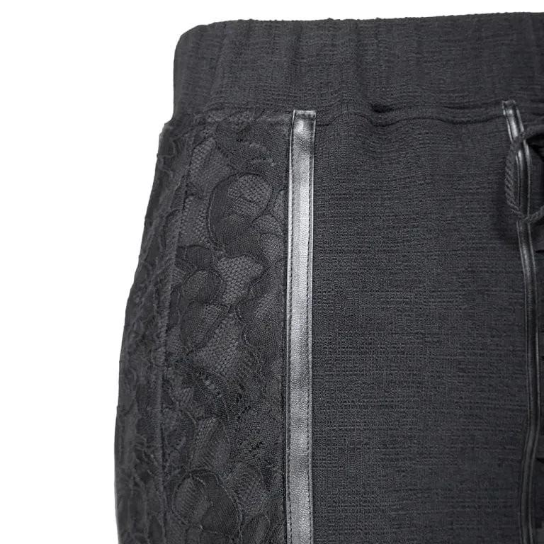 Women's Gothic Ruffled Lace Splice Lace-up Skirt