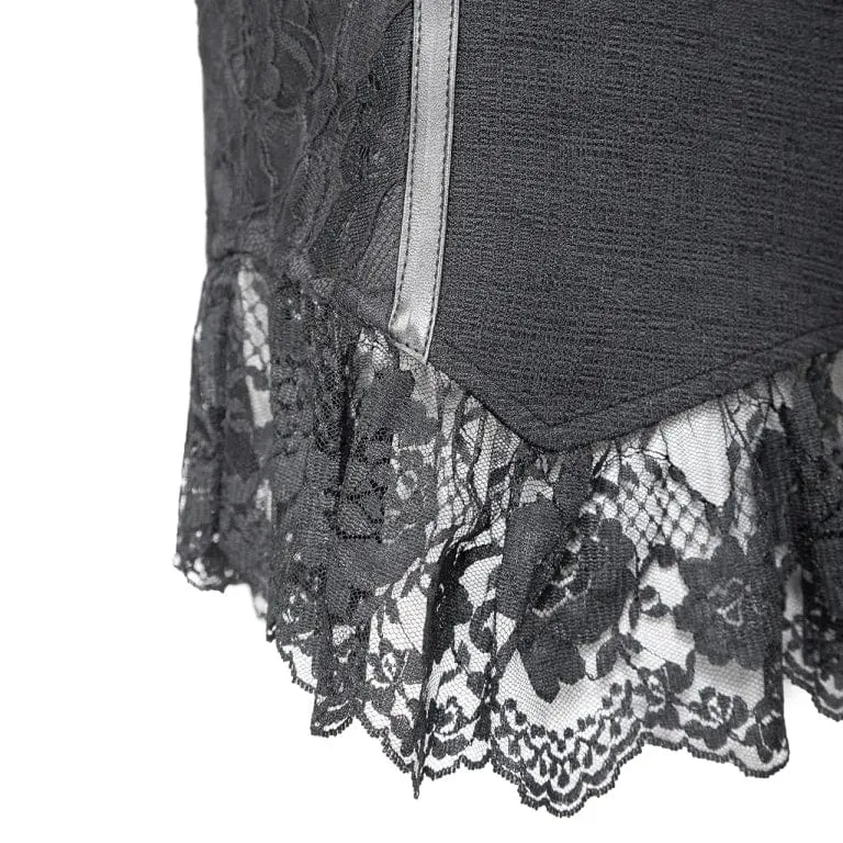 Women's Gothic Ruffled Lace Splice Lace-up Skirt
