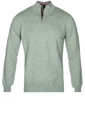 Wool And Cashmere Half Zip Green