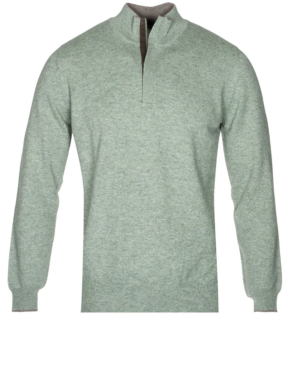 Wool And Cashmere Half Zip Green