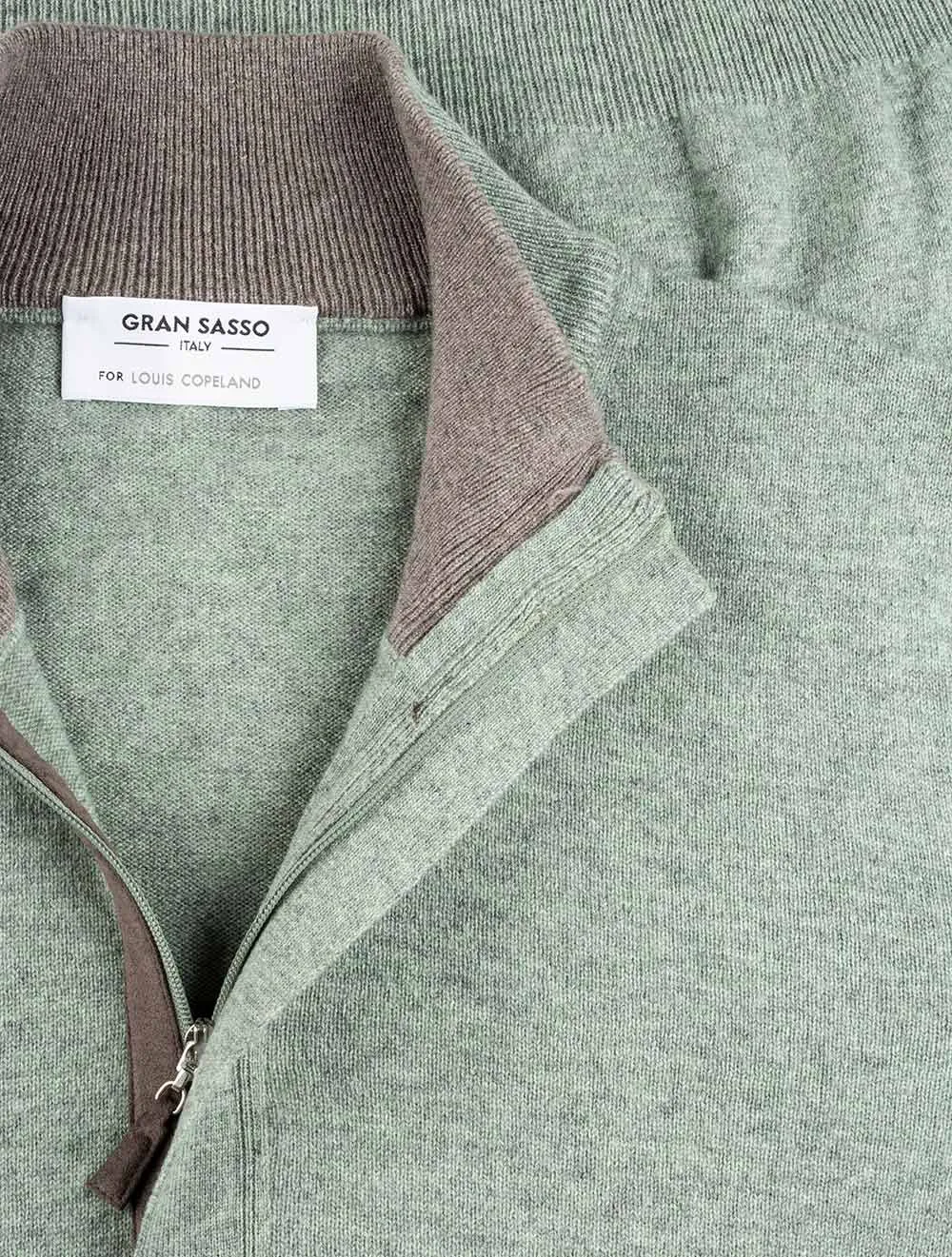 Wool And Cashmere Half Zip Green