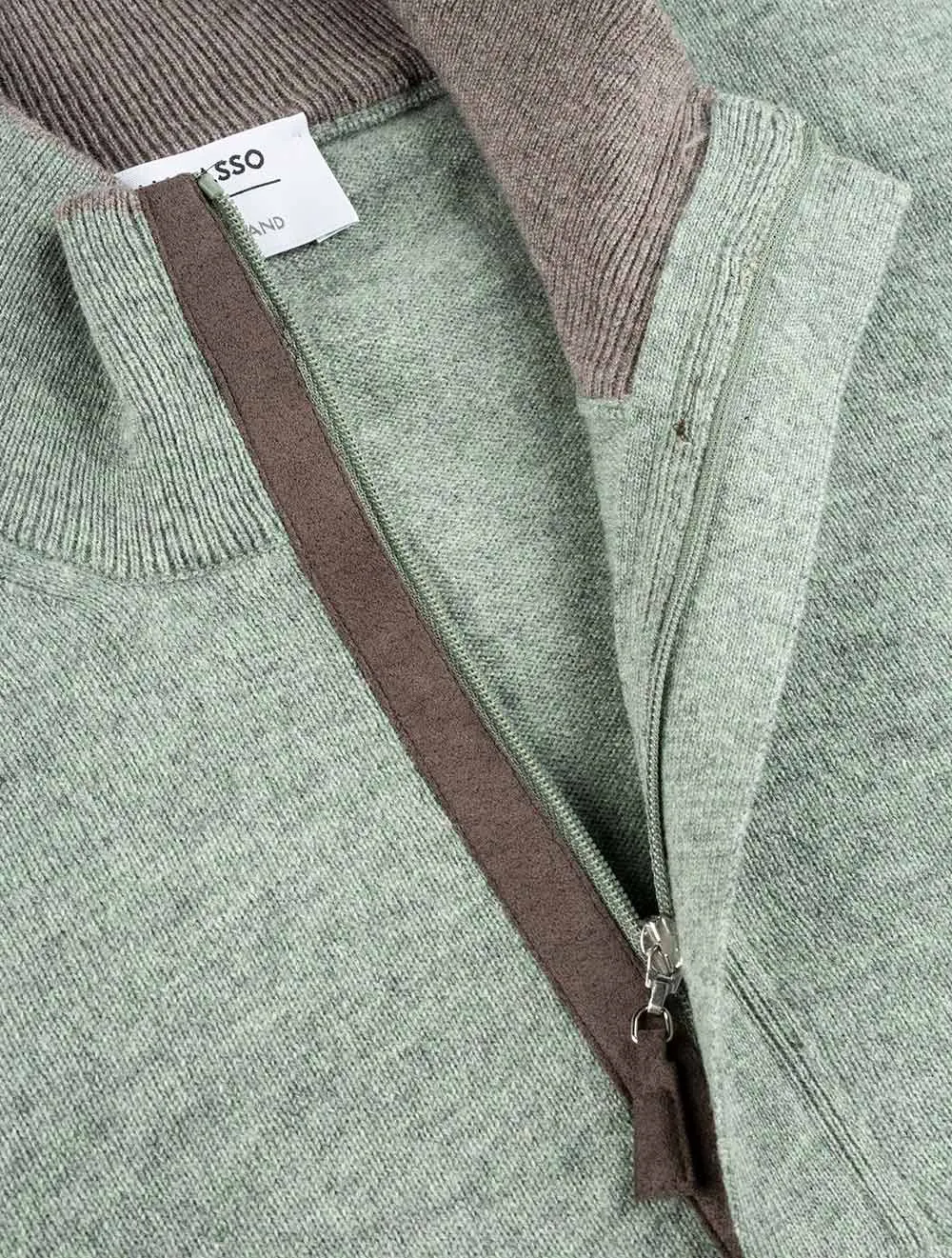Wool And Cashmere Half Zip Green